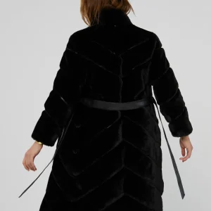 Lola Casademunt Abrigos Y Cazadoras<Abrigo pelo combinado NEGRO