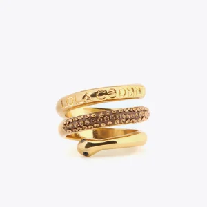 Lola Casademunt Anillos<Anillo serpiente con cristales METAL-NEGRO