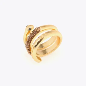 Lola Casademunt Anillos<Anillo serpiente con cristales METAL-NEGRO