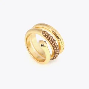 Lola Casademunt Anillos<Anillo serpiente con cristales METAL-NEGRO