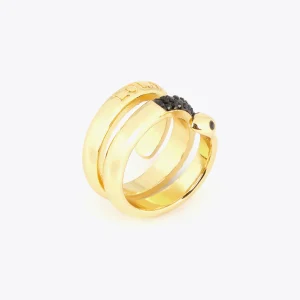 Lola Casademunt Anillos<Anillo serpiente con cristales METAL-NEGRO
