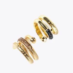Lola Casademunt Anillos<Anillo serpiente con cristales METAL-NEGRO