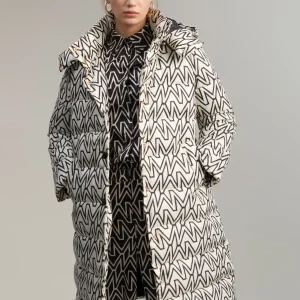Lola Casademunt Abrigos Y Cazadoras<Anorak midi acolchado monograma BLANCO-NEGRO
