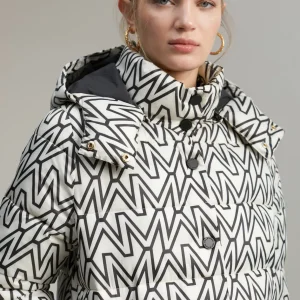 Lola Casademunt Abrigos Y Cazadoras<Anorak midi acolchado monograma BLANCO-NEGRO