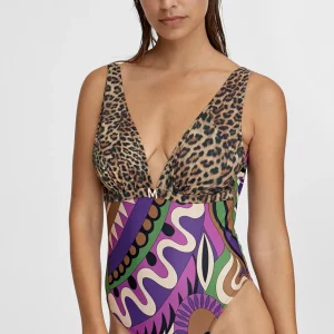 Lola Casademunt Baño<Bañador Animal Print y Paisley NEGRO-LILA
