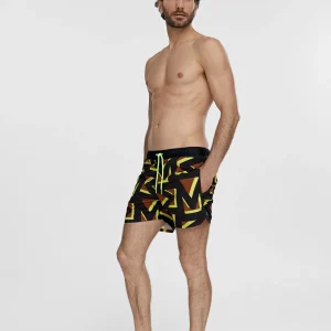 Lola Casademunt Baño<Bañador hombre logomanía NEGRO-ROJO