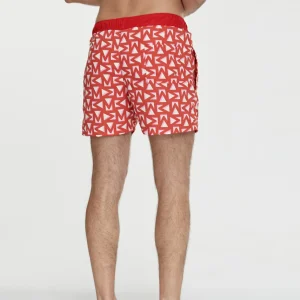 Lola Casademunt Baño<Bañador hombre logomanía NEGRO-ROJO