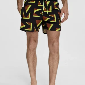 Lola Casademunt Baño<Bañador hombre logomanía NEGRO-ROJO