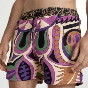 Lola Casademunt Baño<Bañador hombre Paisley NEGRO-LILA