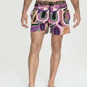 Lola Casademunt Baño<Bañador hombre Paisley NEGRO-LILA