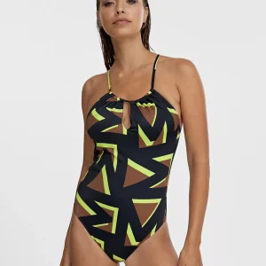Lola Casademunt Baño<Bañador logomania NEGRO-VERDE