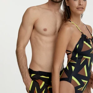 Lola Casademunt Baño<Bañador logomania NEGRO-VERDE