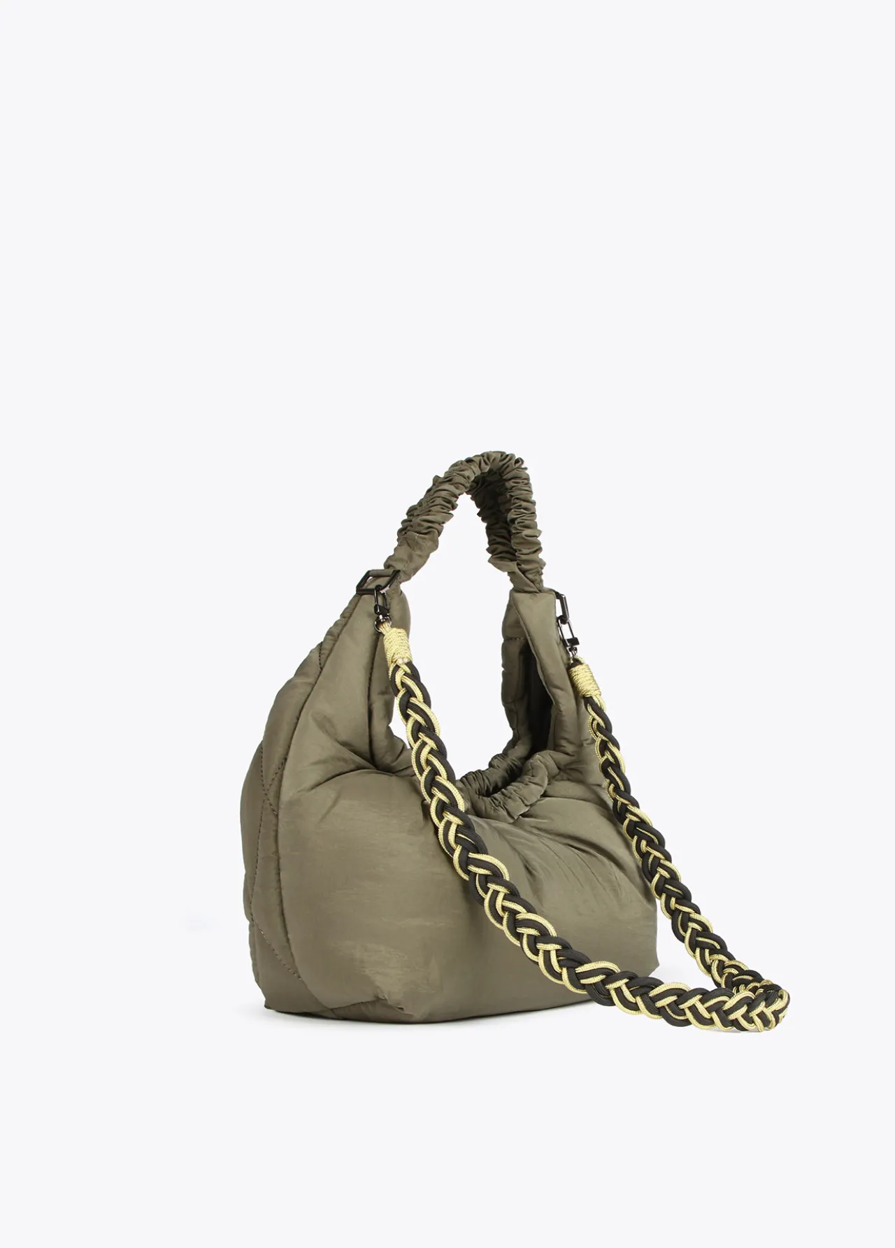 bandolera_acolchada_asa_trenzada_0.webp Lola Casademunt Bolsos De Hombro | Bandoleras<Bandolera acolchada asa trenzada KAKI