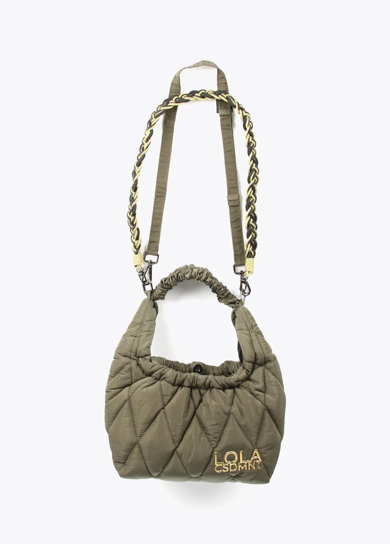 bandolera_acolchada_asa_trenzada_2.webp Lola Casademunt Bolsos De Hombro | Bandoleras<Bandolera acolchada asa trenzada KAKI