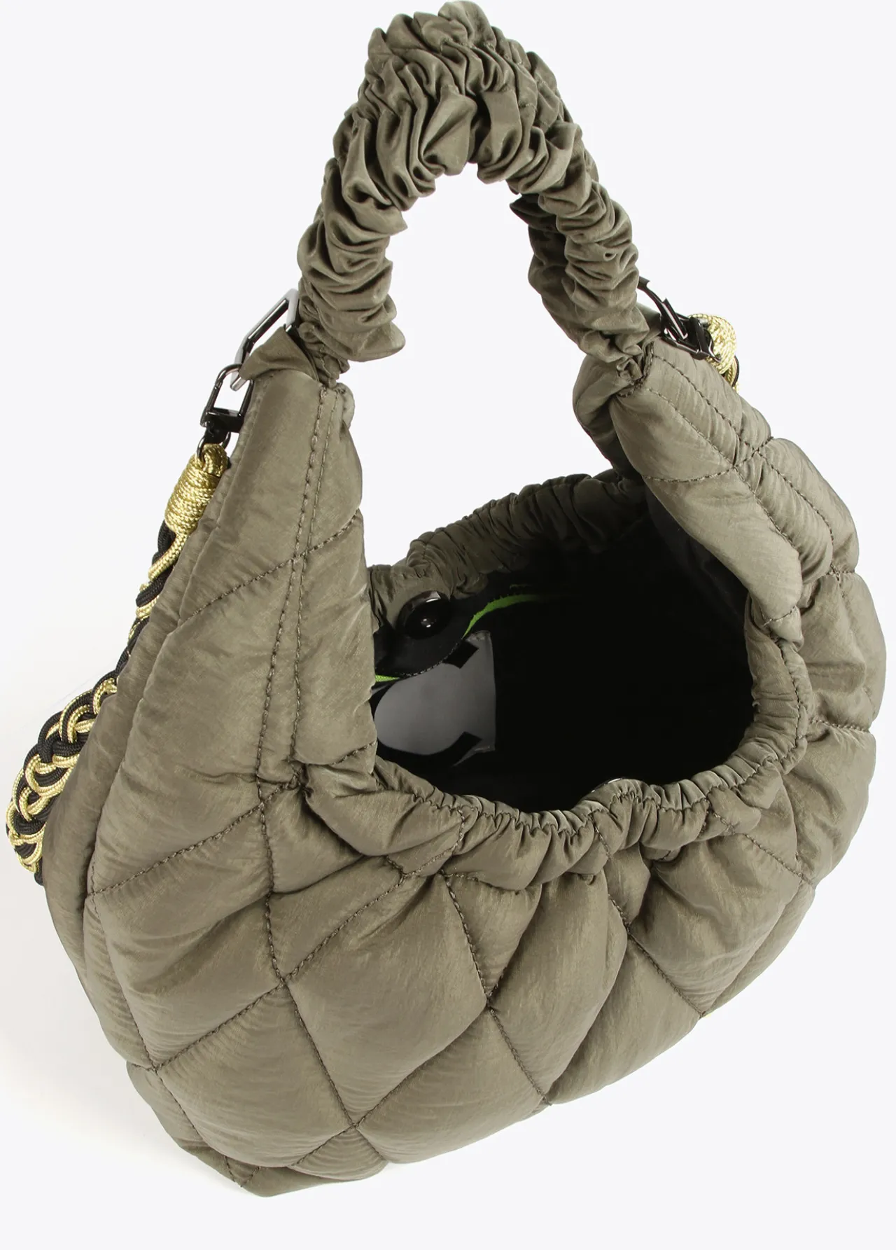 bandolera_acolchada_asa_trenzada_3.webp Lola Casademunt Bolsos De Hombro | Bandoleras<Bandolera acolchada asa trenzada KAKI