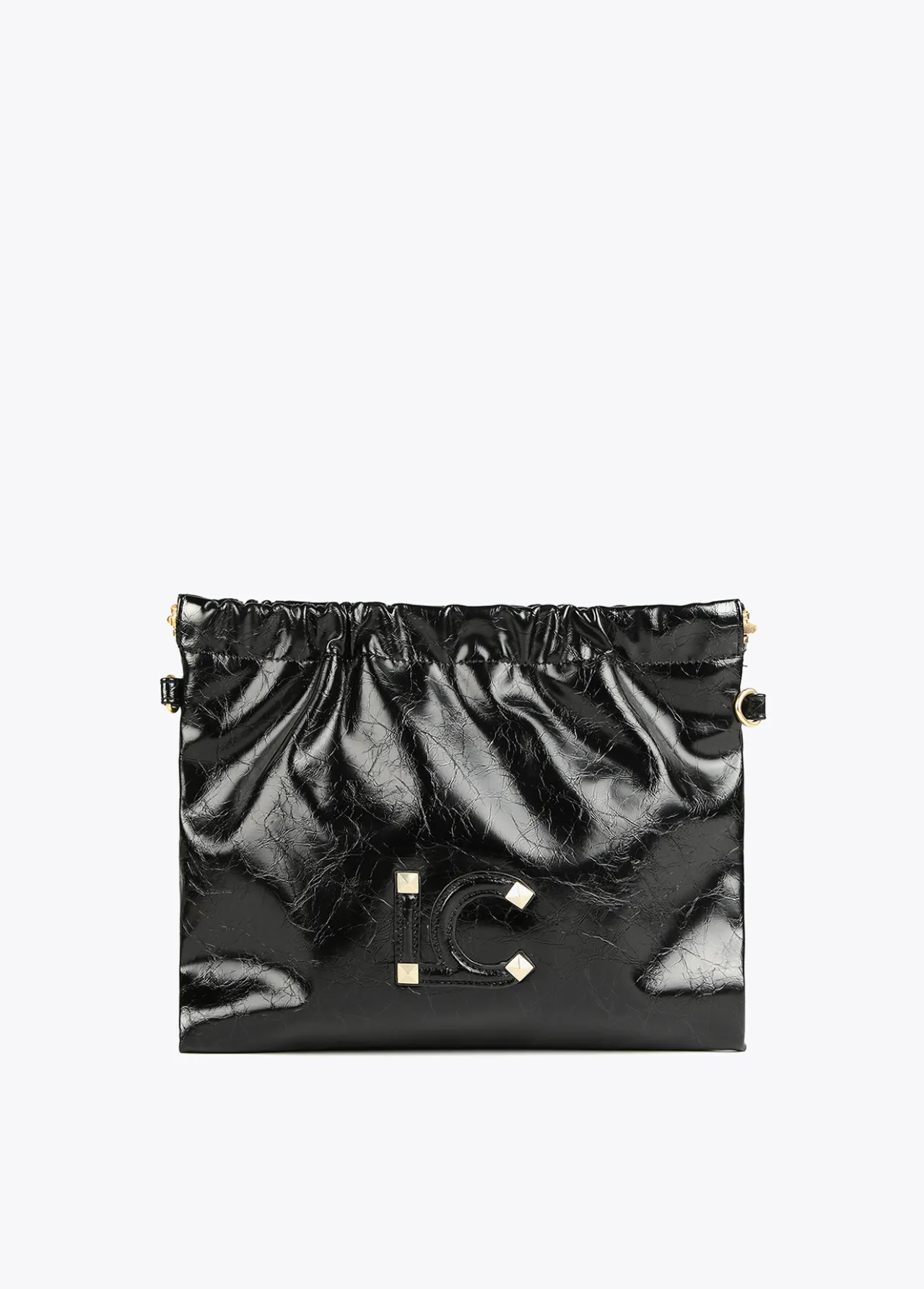 bandolera_efecto_piel_brillante_0.webp Lola Casademunt Bandoleras | Bolsos Pequeños<Bandolera efecto piel brillante NEGRO