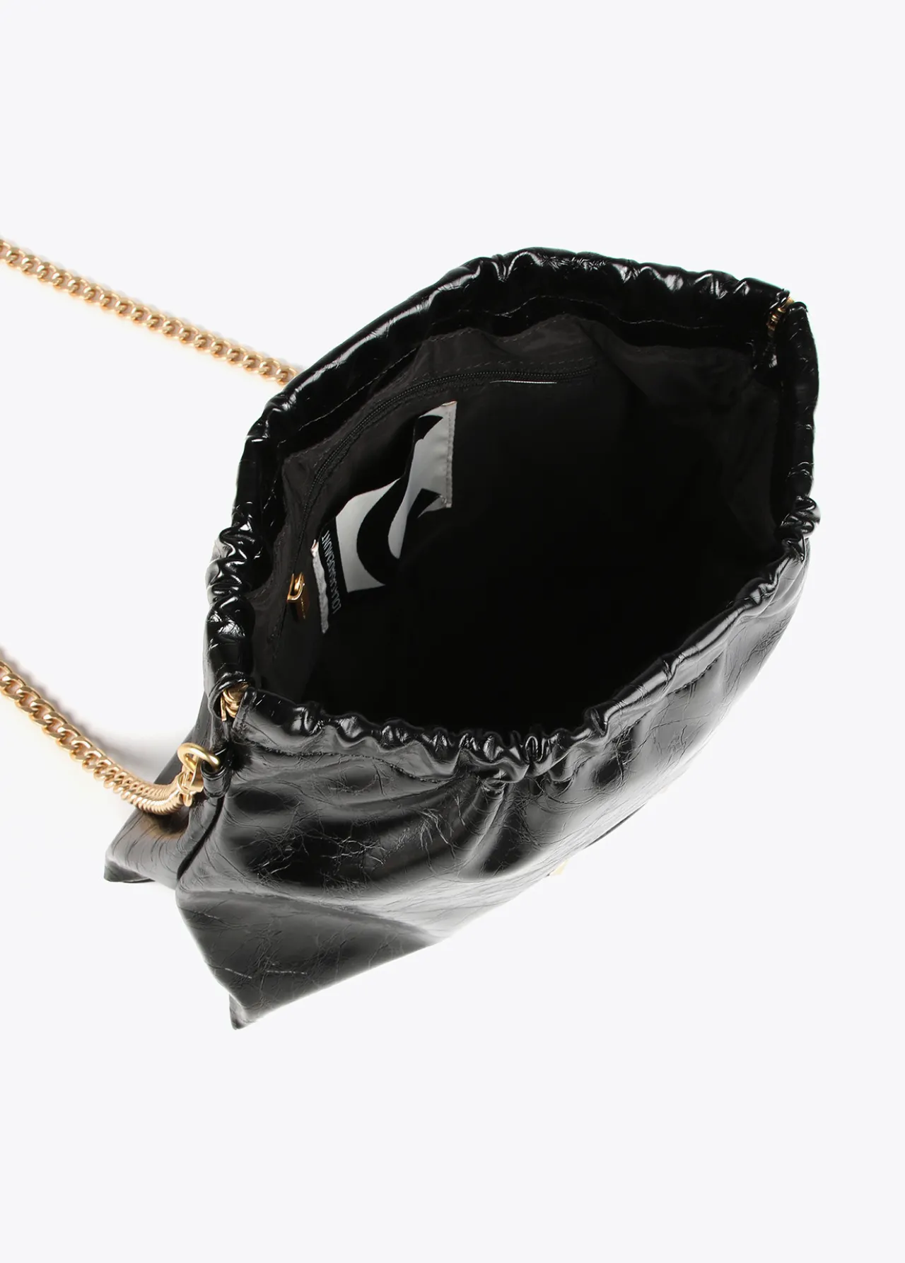 bandolera_efecto_piel_brillante_2.webp Lola Casademunt Bandoleras | Bolsos Pequeños<Bandolera efecto piel brillante NEGRO