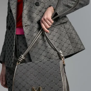Lola Casademunt Bandoleras | Bolsos Pequeños<Bandolera gris jacquard NEGRO-GRIS