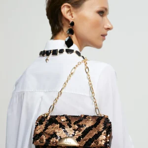 Lola Casademunt Animal Print | Bandoleras<Bandolera lentejuelas MARRON-NEGRO