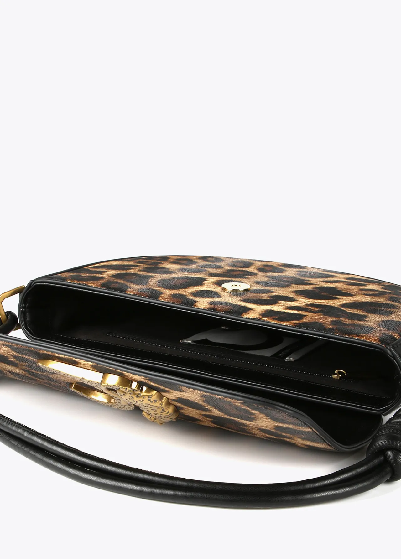 bandolera_media_luna_animal_print_1.webp Lola Casademunt Animal Print | Bolsos De Hombro<Bandolera media luna animal print MARRON-NEGRO