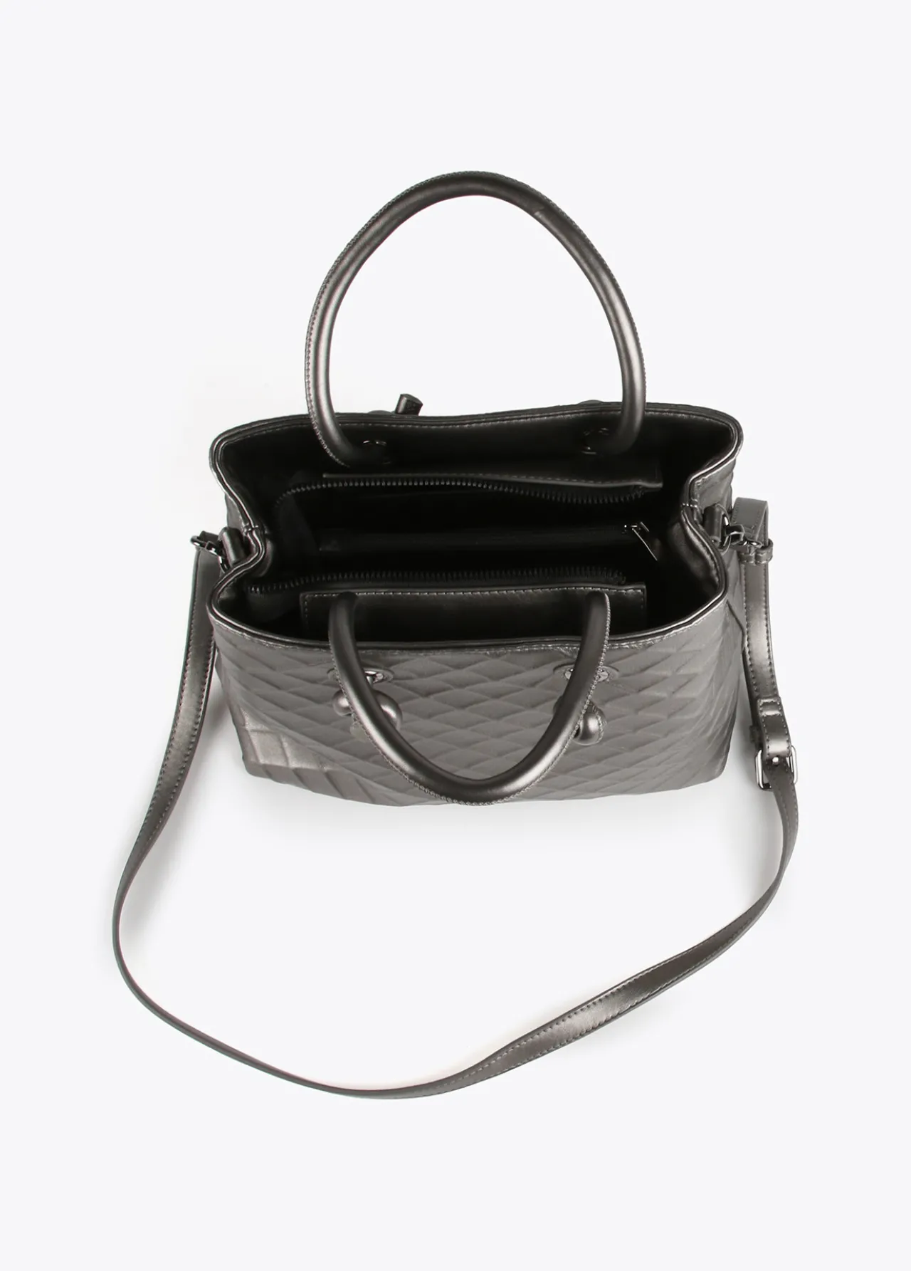 bandolera_rombos_relieve_2.webp Lola Casademunt Bolsos De Mano Y Neceseres | Bandoleras<Bandolera rombos relieve GRIS