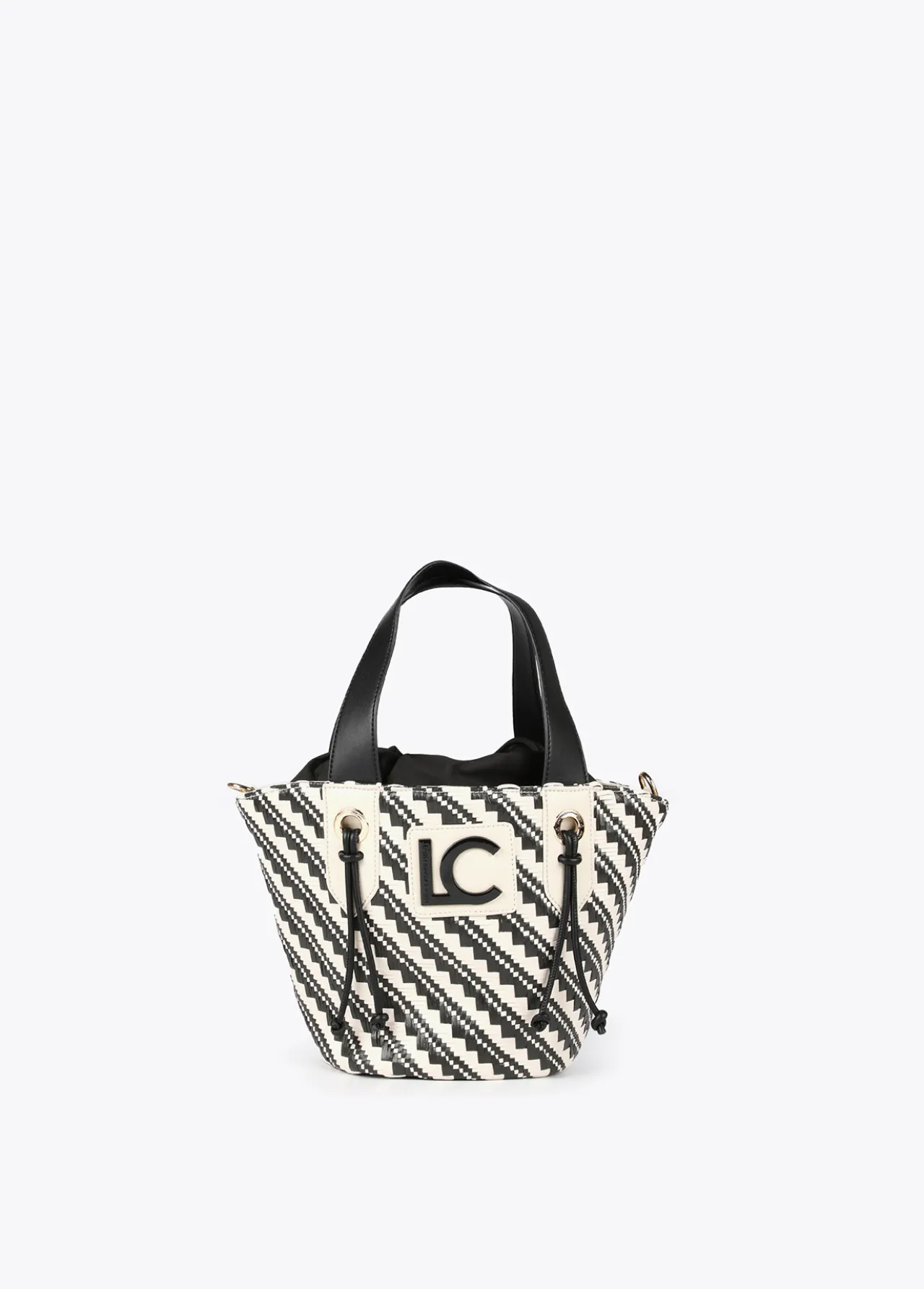 Lola Casademunt Bolsos<Bandolera tipo cesta efecto rafia NEGRO-CRUDO