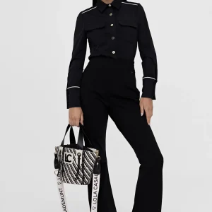 Lola Casademunt Bolsos<Bandolera tipo cesta efecto rafia NEGRO-CRUDO