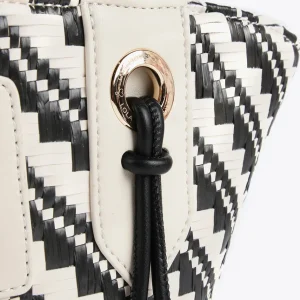 Lola Casademunt Bolsos<Bandolera tipo cesta efecto rafia NEGRO-CRUDO