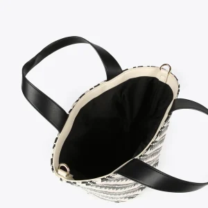 Lola Casademunt Bolsos<Bandolera tipo cesta efecto rafia NEGRO-CRUDO