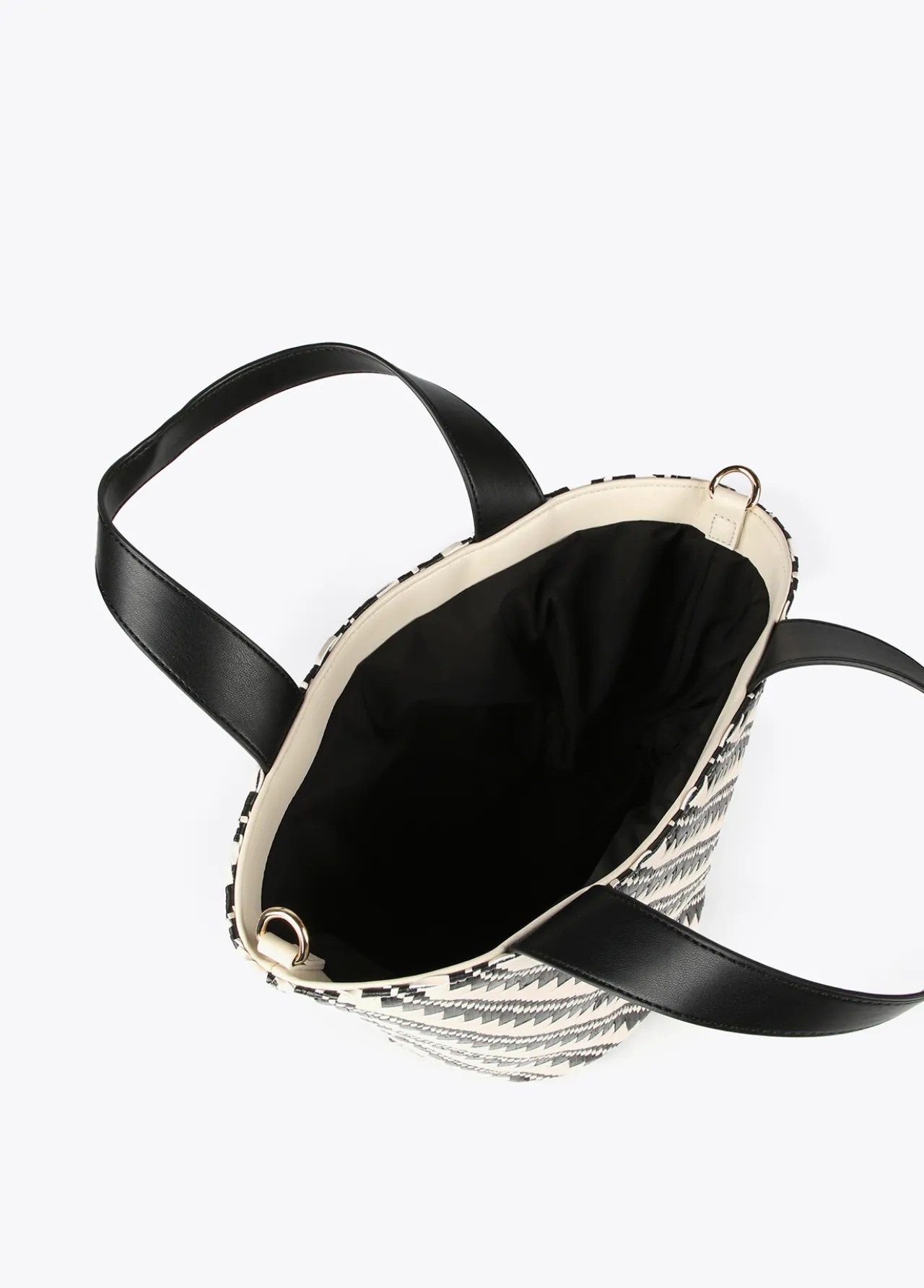 Lola Casademunt Bolsos<Bandolera tipo cesta efecto rafia NEGRO-CRUDO
