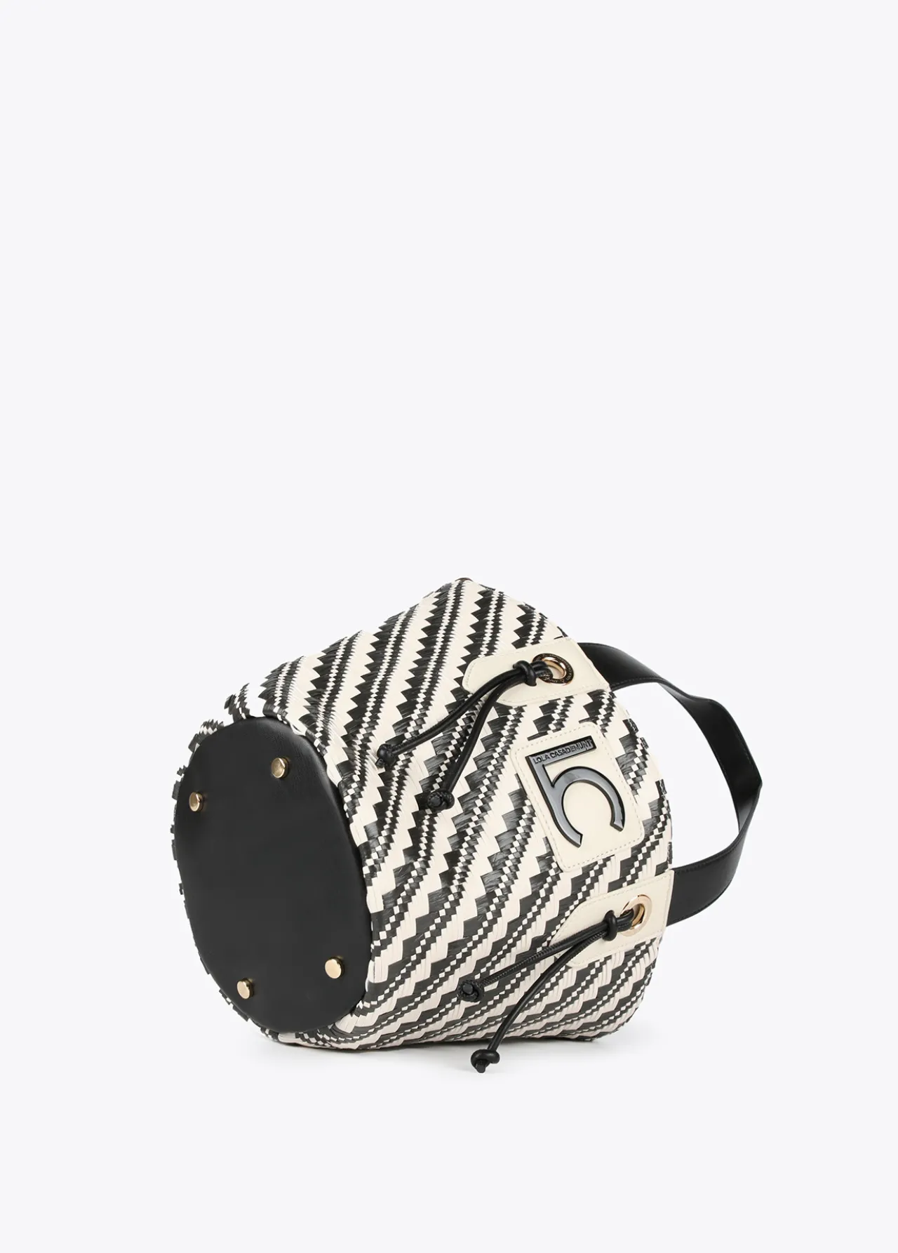 Lola Casademunt Bolsos<Bandolera tipo cesta efecto rafia NEGRO-CRUDO