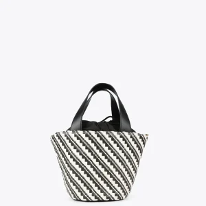 Lola Casademunt Bolsos<Bandolera tipo cesta efecto rafia NEGRO-CRUDO