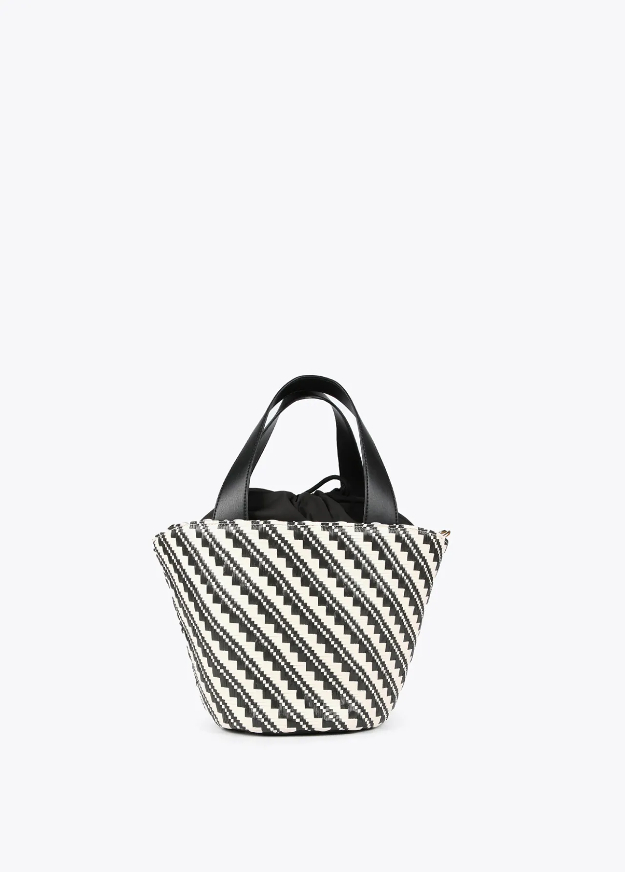 Lola Casademunt Bolsos<Bandolera tipo cesta efecto rafia NEGRO-CRUDO