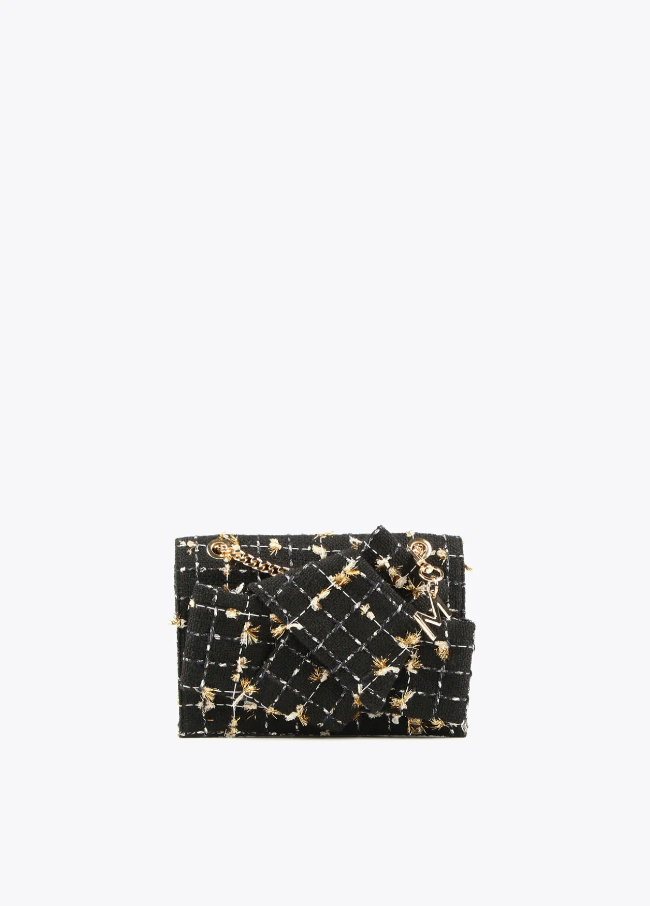 bandolera_tweed_1.webp Lola Casademunt Bandoleras | Bolsos Pequeños<Bandolera tweed NEGRO-METAL