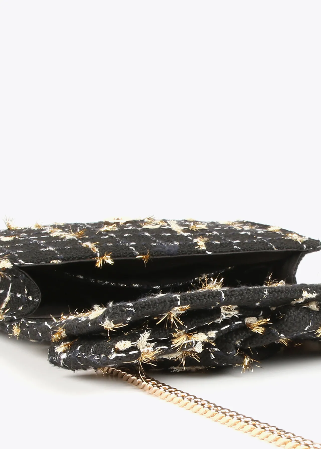 bandolera_tweed_2.webp Lola Casademunt Bandoleras | Bolsos Pequeños<Bandolera tweed NEGRO-METAL