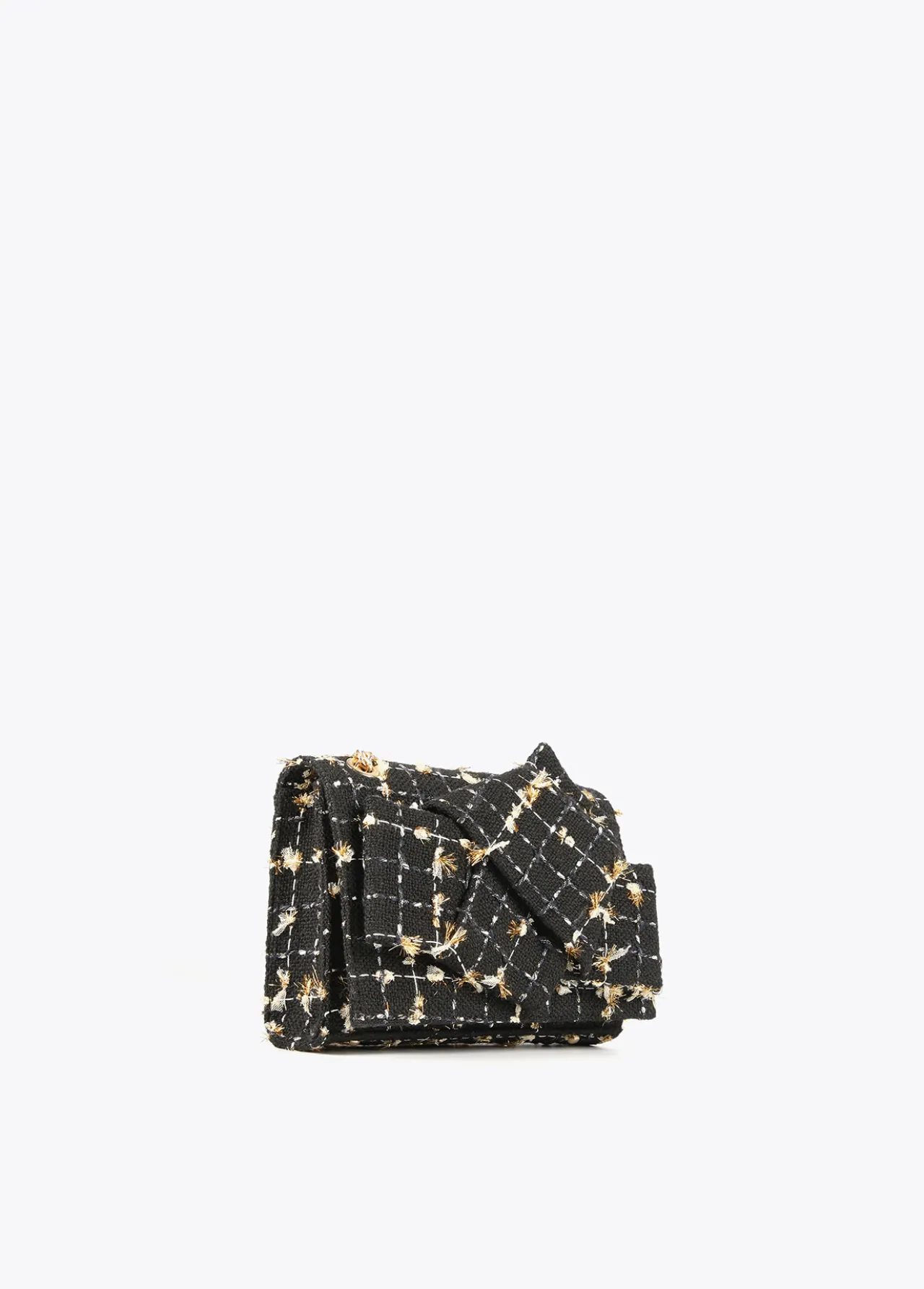 bandolera_tweed_4.webp Lola Casademunt Bandoleras | Bolsos Pequeños<Bandolera tweed NEGRO-METAL