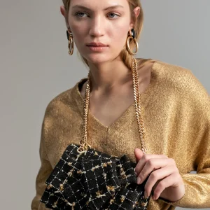 Lola Casademunt Bandoleras | Bolsos Pequeños<Bandolera tweed NEGRO-METAL