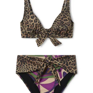 Lola Casademunt Baño<Bikini animal print y pasley NEGRO-ROSA