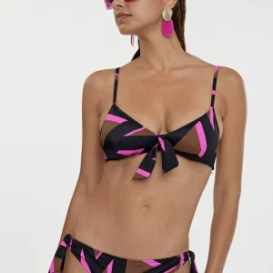 Lola Casademunt Baño<Bikini estampado maxi logo NEGRO-ROSA