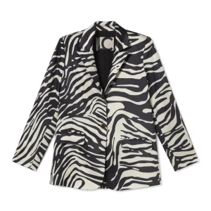 Lola Casademunt Animal Print | Americanas Y Blazers<Blazer estampada cebra NEGRO-CRUDO