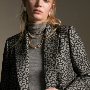 Lola Casademunt Animal Print | Americanas Y Blazers<Blazer jacquard animal print NEGRO-GRIS