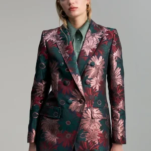 Lola Casademunt Americanas Y Blazers<Blazer jacquard floral VERDE-MULTICOLOR