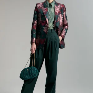Lola Casademunt Americanas Y Blazers<Blazer jacquard floral VERDE-MULTICOLOR