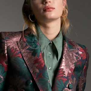 Lola Casademunt Americanas Y Blazers<Blazer jacquard floral VERDE-MULTICOLOR