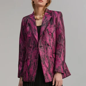 Lola Casademunt Americanas Y Blazers | Animal Print<Blazer jacquard serpiente ROSA-NEGRO