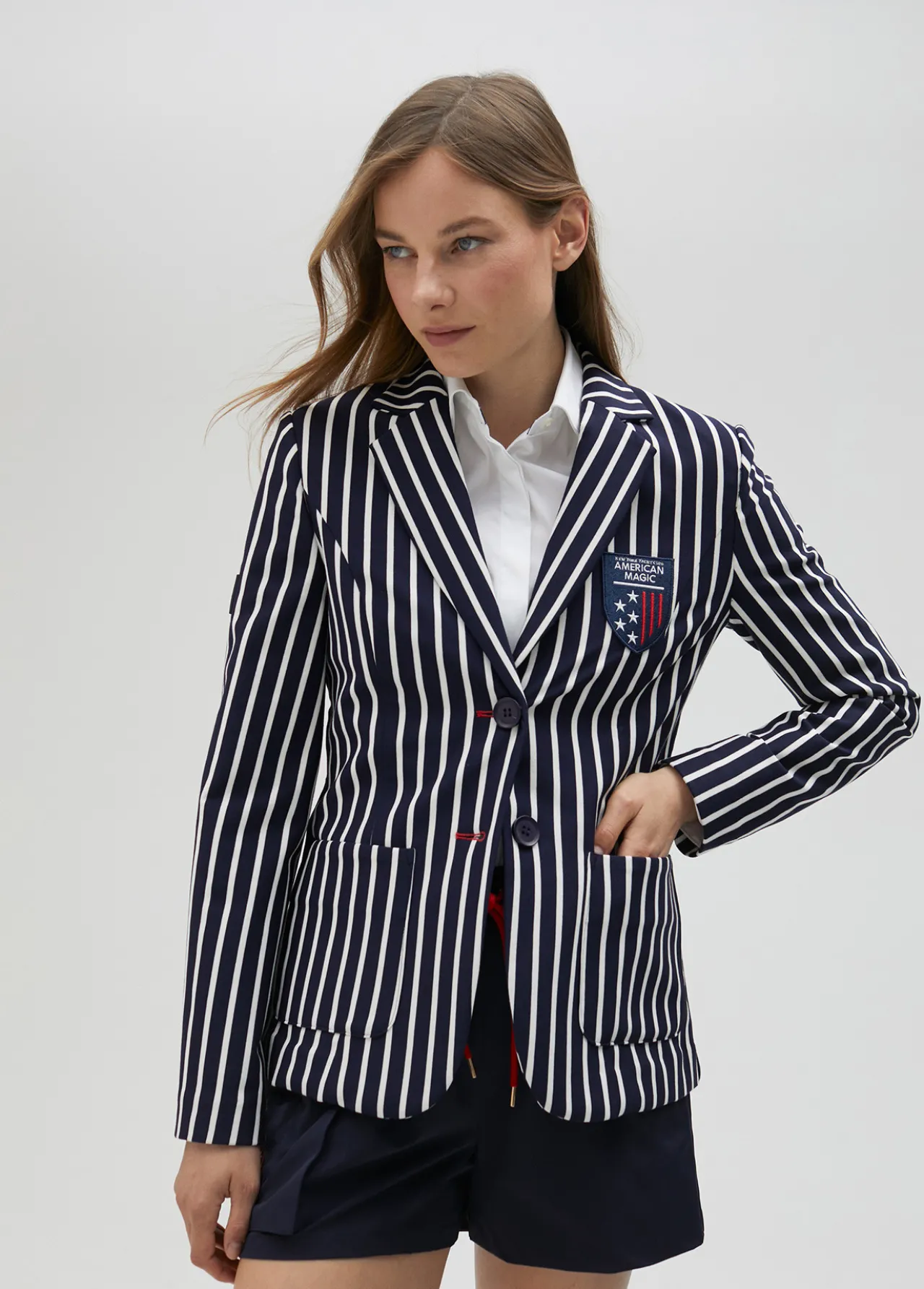 Lola Casademunt Americanas Y Blazers<Blazer rayas bicolor de edición limitada - Lola Casademunt AZUL-BLANCO