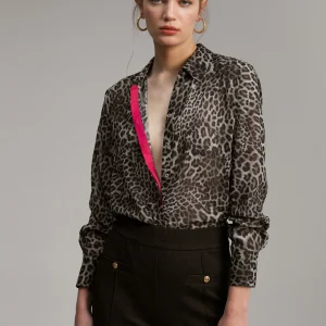 Lola Casademunt Animal Print | Camisas Y Blusas<Blusa detalle contraste NEGRO-GRIS