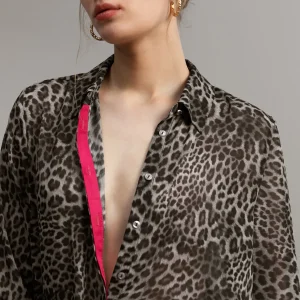 Lola Casademunt Animal Print | Camisas Y Blusas<Blusa detalle contraste NEGRO-GRIS