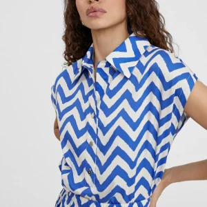 Lola Casademunt Camisas Y Blusas<Blusa rayas zig zag AZUL-BLANCO