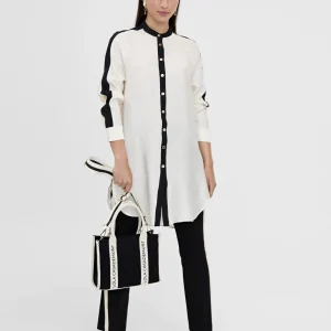 Lola Casademunt Camisas Y Blusas<Blusón largo detalle manga CRUDO-NEGRO
